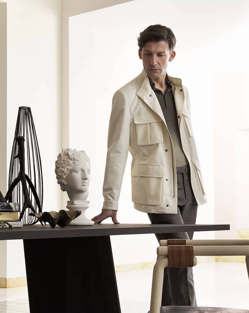 Making a classic statement in a safari jacket, Ben Grafton fronts Corneliani's spring-summer 2020 campaign. » Corneliani Delivers Refined Style with Spring '20 Campaign Making a classic statement in a safari jacket, Ben Grafton fronts Corneliani's spring-summer 2020 campaign.