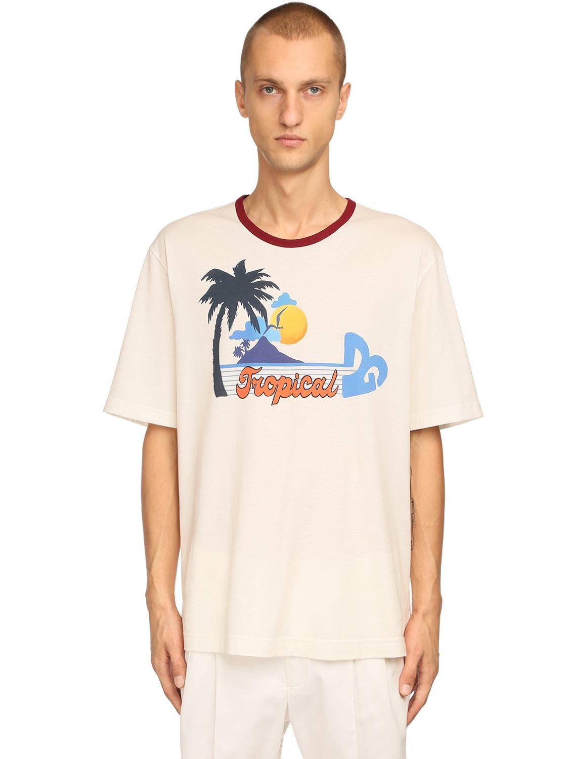 Dg Tropical Print Cotton Jersey T-shirt | The Fashionisto