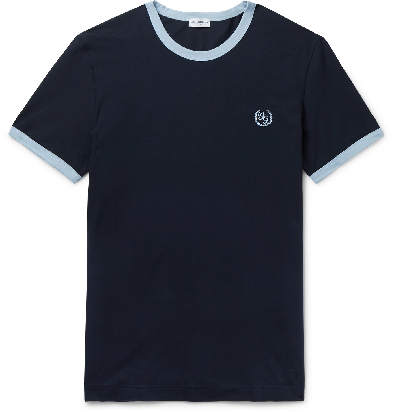 Dolce & Gabbana - Logo-Print Stretch-Cotton Jersey T-Shirt - Men - Blue ...