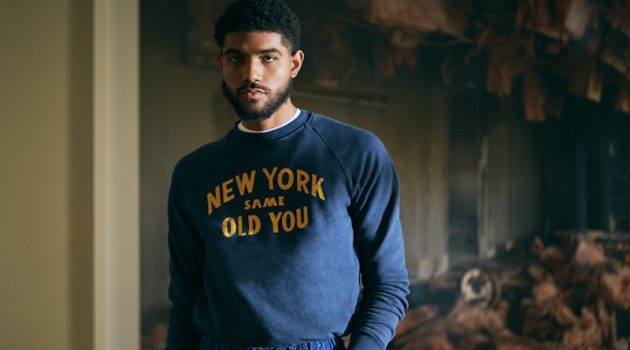 East Dane Highlights Brands to Know in 2020 Playing it casual, Elijah rocks a Deus Ex Machine sweatshirt with Alex Mill pull-on button-fly pants.