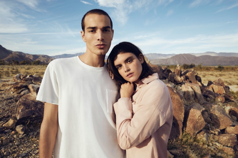 Models David Friend and Kristen Coffey front Esprit's EarthColors capsule collection campaign.