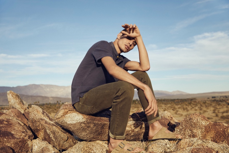 Model David Friend connects with Esprit for its EarthColors capsule collection campaign.