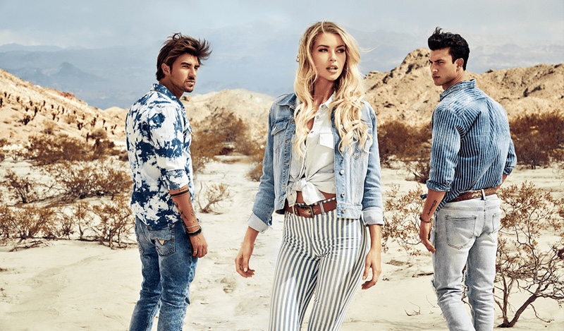 Andrea Damante, Erin Cummins, and Mattia Narducci hit the desert for GUESS' spring-summer 2020 campaign.