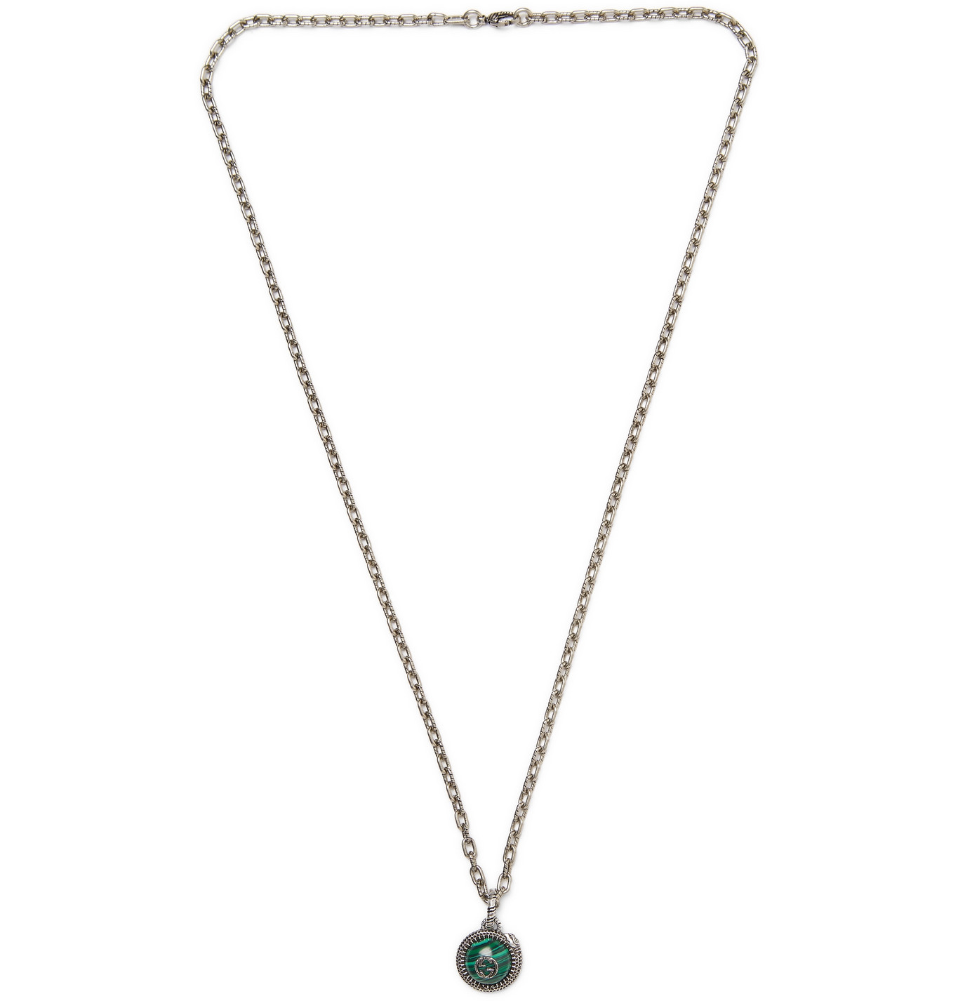 Gucci - Burnished Sterling Silver and Resin Necklace - Men - Green ...