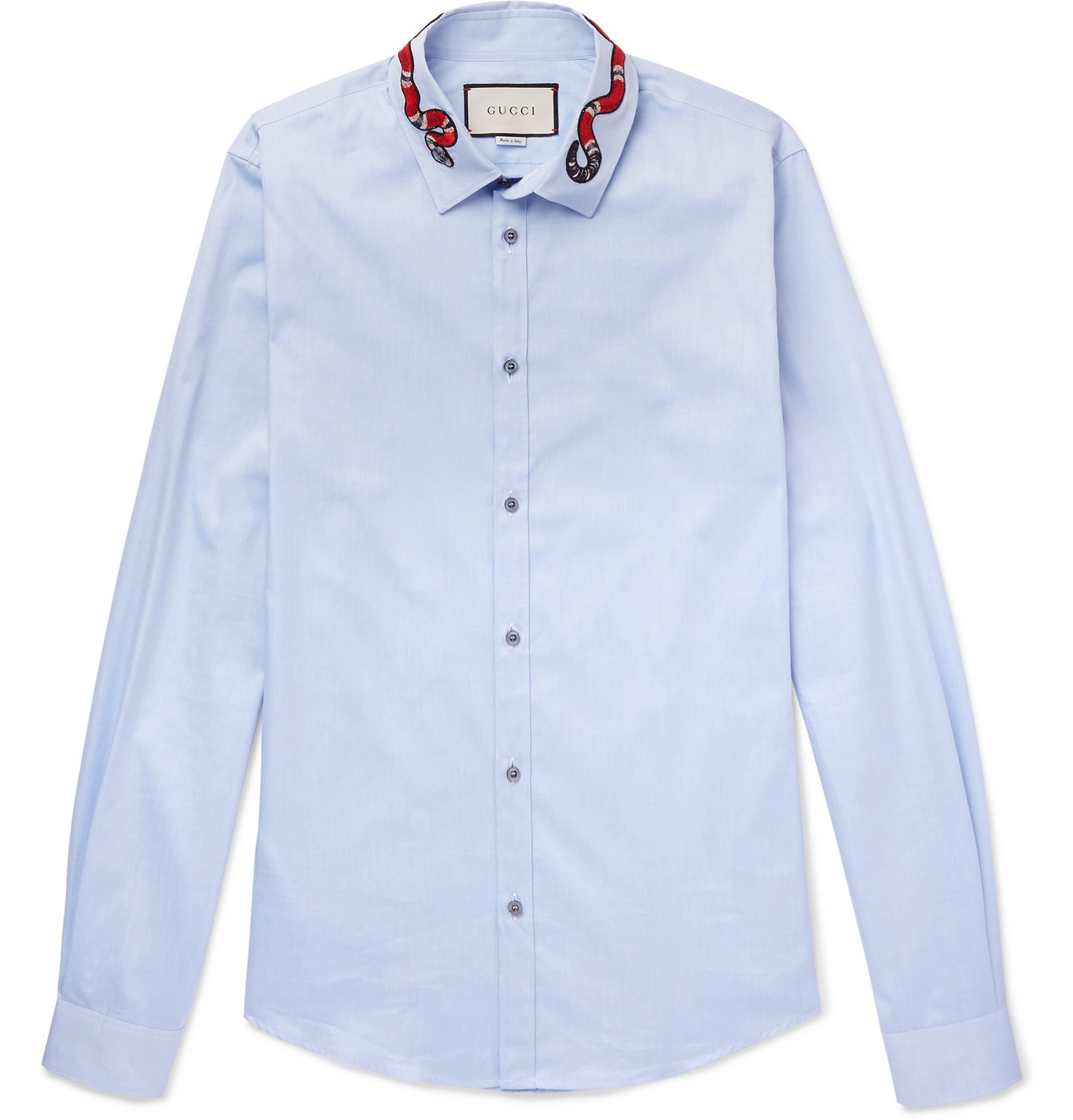 Gucci - Duke Appliquéd Cotton Oxford Shirt - Men - Blue | The Fashionisto