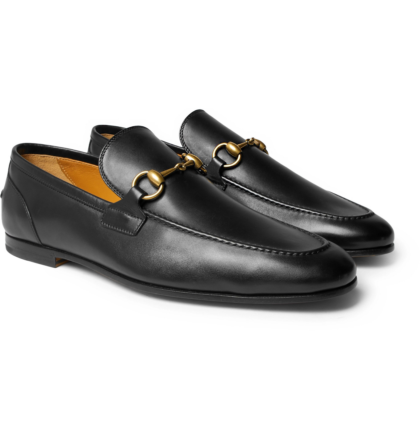 gucci men's black leather loafers