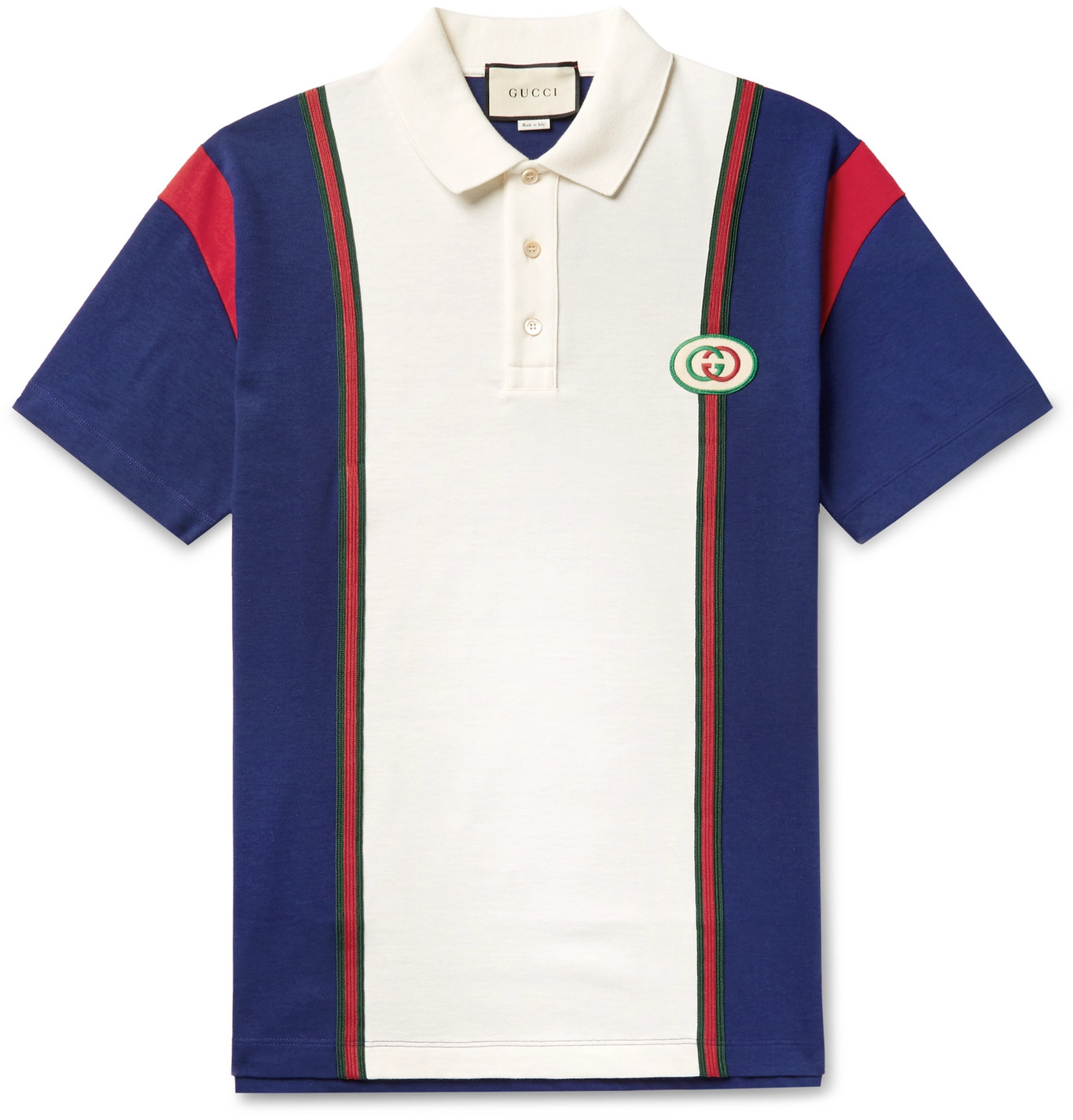 Gucci - Logo-Appliquéd Webbing-Trimmed Cotton-Jersey Polo Shirt - Men ...