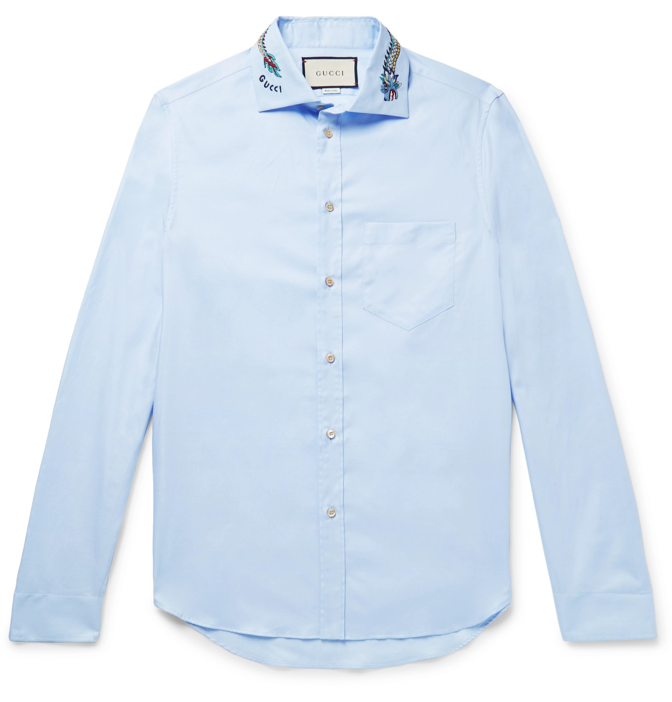 Gucci - Logo-Embroidered Cotton Oxford Shirt - Men - Blue | The Fashionisto