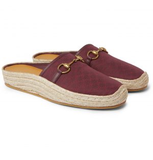 Gucci - Matador Horsebit Logo-Jacquard Canvas Backless Espadrilles - Men - Burgundy Gucci - Matador Horsebit Logo-Jacquard Canvas Backless Espadrilles - Men - Burgundy