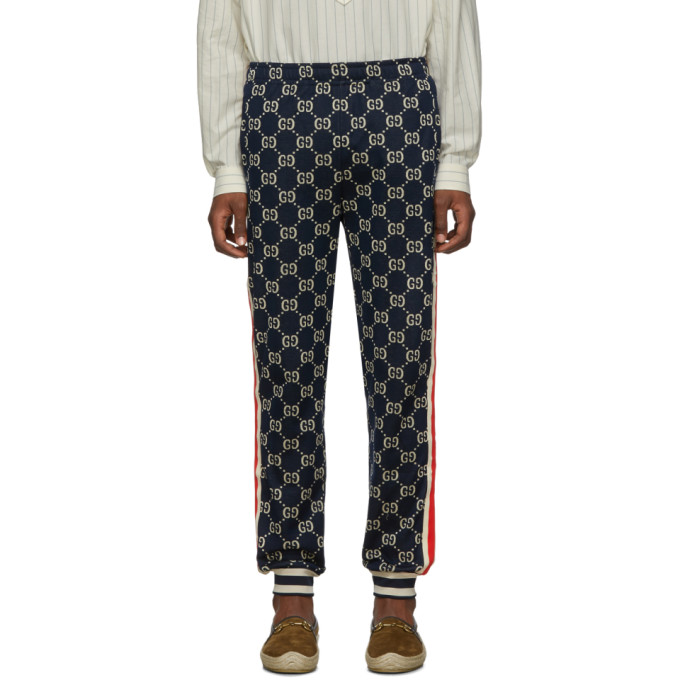 Gucci Navy GG Jacquard Lounge Pants | The Fashionisto