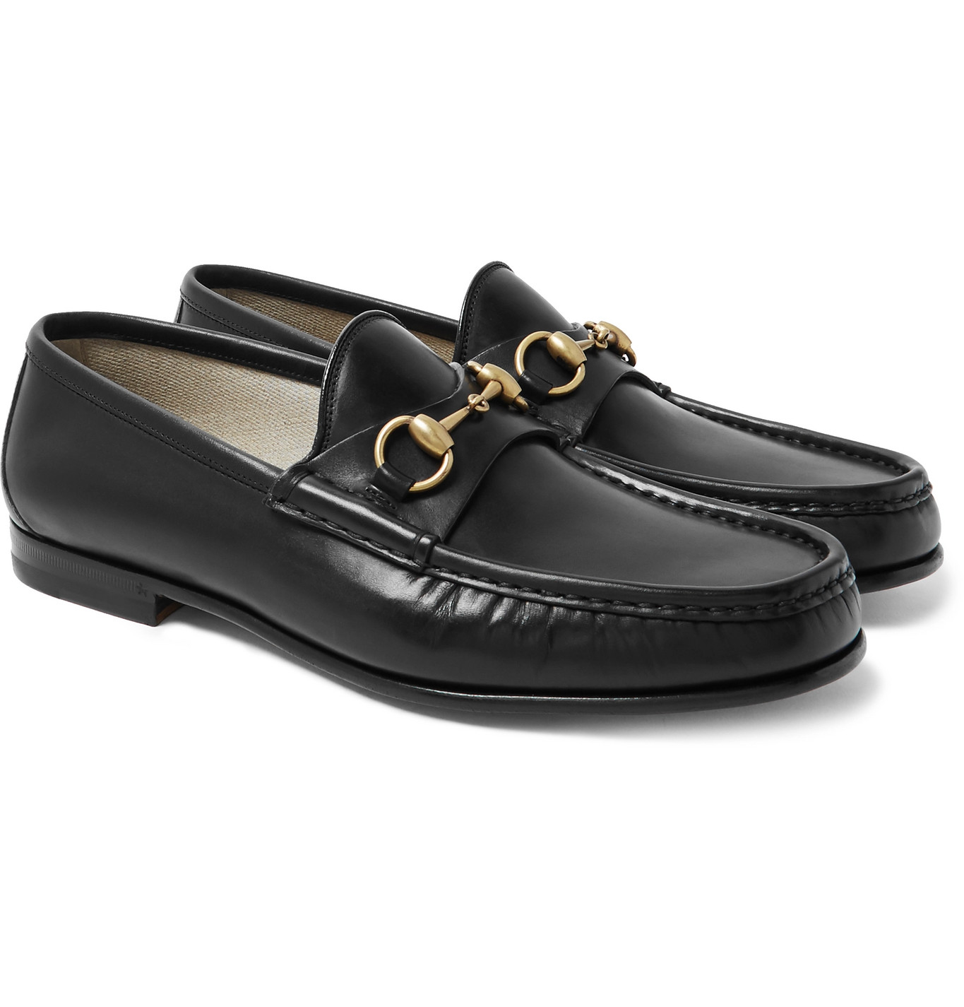Gucci - Roos Horsebit Burnished-Leather Loafers - Men - Black | The ...