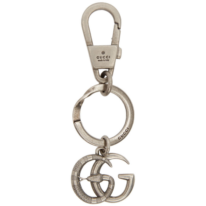 Gucci Silver GG Marmont Snake Keychain | The Fashionisto