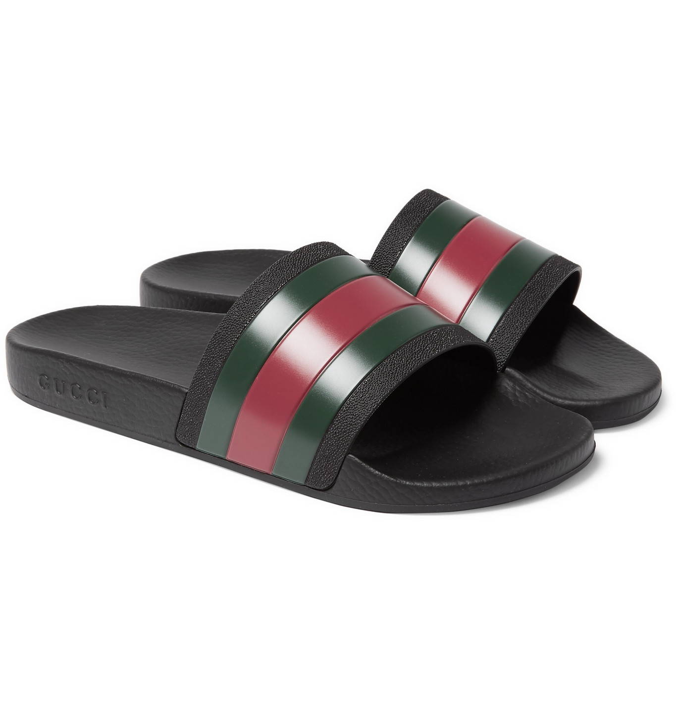 gucci stripe rubber slide sandal red