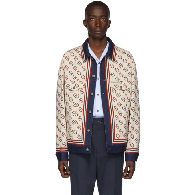 Gucci White Denim Oversized GG Print Jacket | The Fashionisto