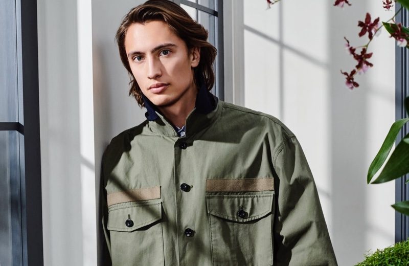 Holt Renfrew Navigates Spring's Neutral Trend James Turlington rocks a Sacai cotton and nylon shirt with cargo shorts.