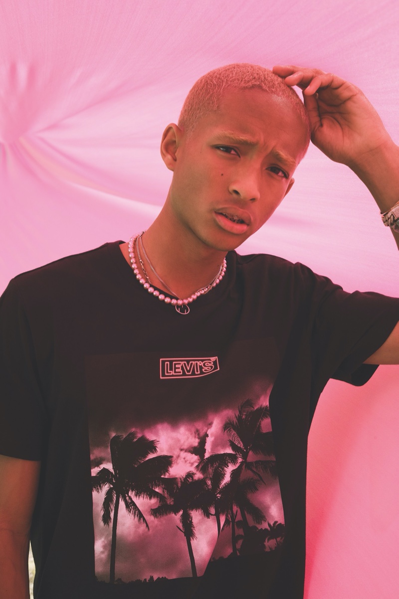 Rocking a graphic tee, Jaden Smith stars in Levi's 2020 festival campaign.