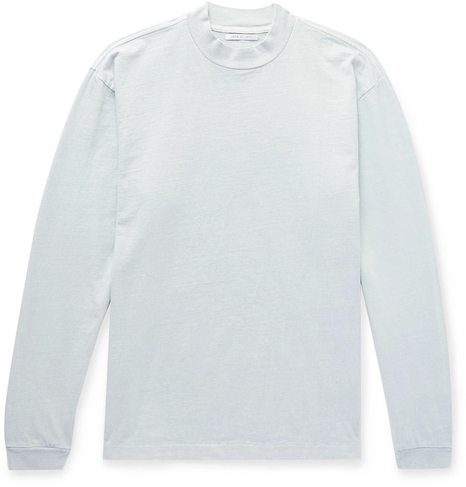 John Elliott - Slub Cotton-Jersey Mock-Neck T-Shirt - Men - Blue | The Fashionisto