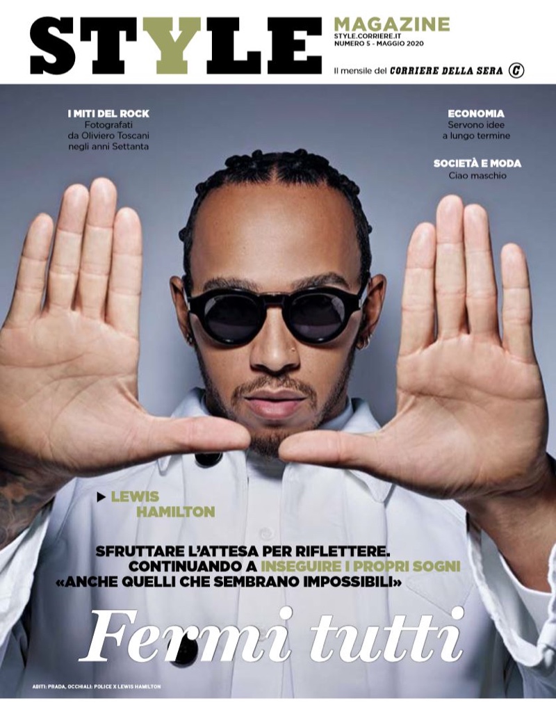 Lewis Hamilton covers the most recent issue of Corriere della Sera Style.