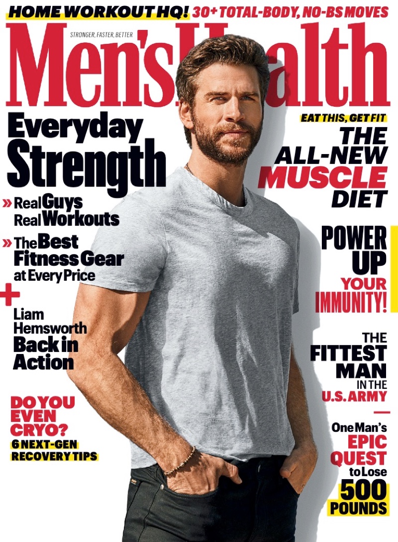 Liam Hemsworth covers the May 2020 issue of Men's Health.