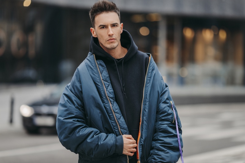 Male Model Street Style Oversized Jacket Hoodie