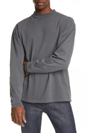 Men's John Elliott Mock Neck Long Sleeve T-Shirt, Size Small - Grey Men's John Elliott Mock Neck Long Sleeve T-Shirt, Size Small - Grey