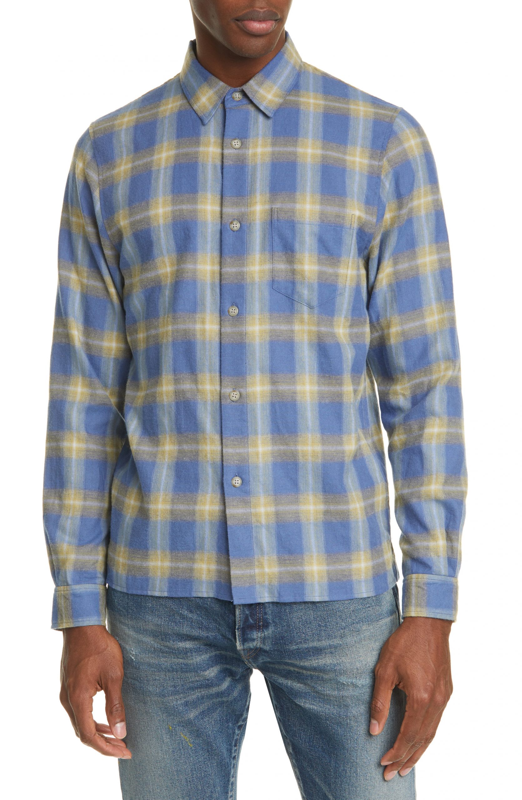 Men’s John Elliott Plaid Button-Up Flannel Shirt | The Fashionisto