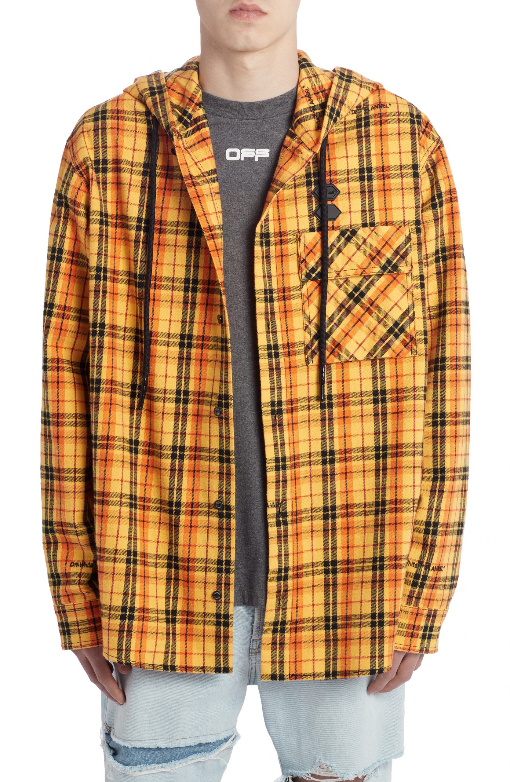 hooded check shirt