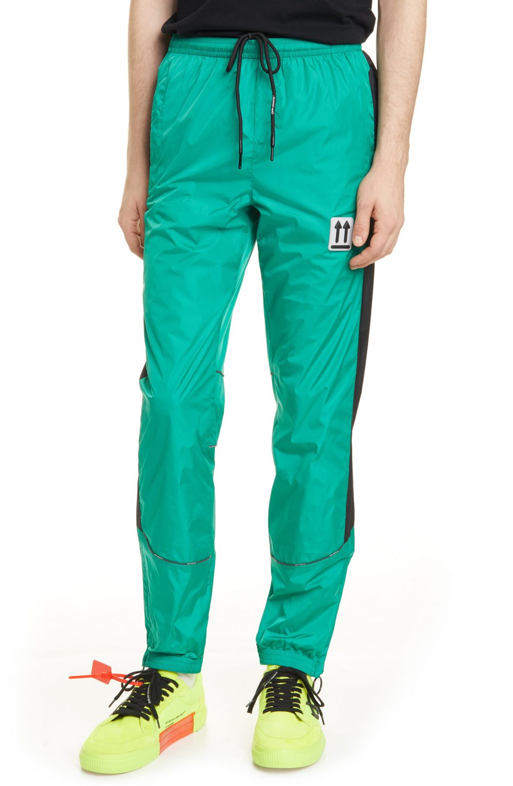 off white nylon track pants