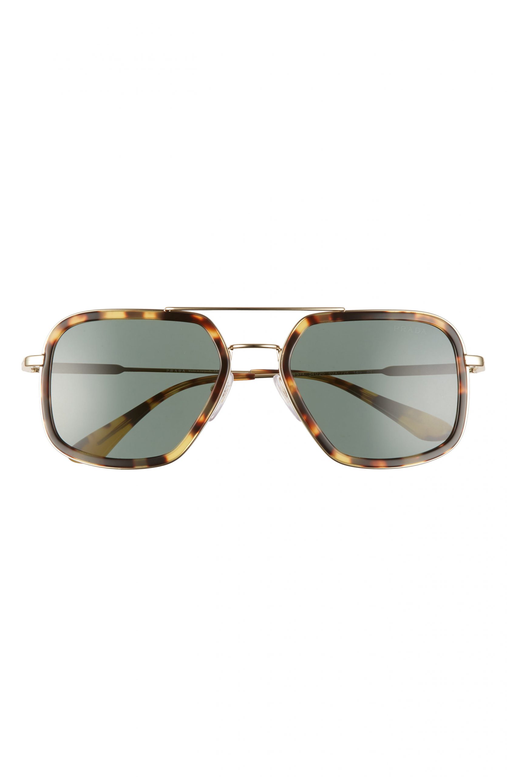 Men’s Prada 54Mm Square Aviator Sunglasses - Brown/ Green Solid | The ...