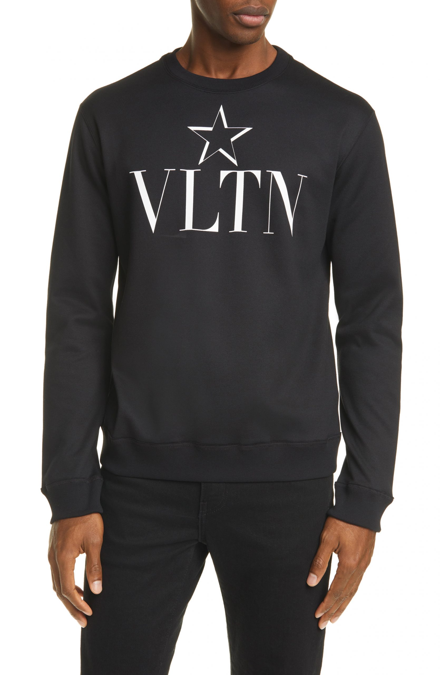 Men’s Valentino Vltnstar Jersey Sweatshirt, Size Small - Black | The