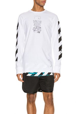 OFF-WHITE Dripping Arrows Long Sleeve Tee in White OFF-WHITE Dripping Arrows Long Sleeve Tee in White