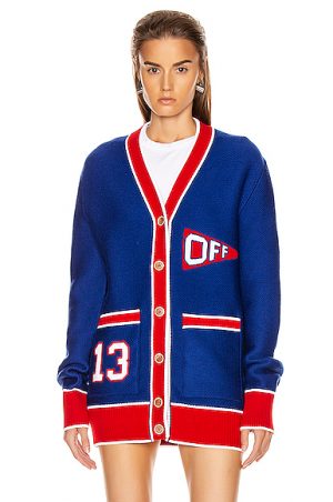 OFF-WHITE Flag Cardigan in Abstract,Blue,Red OFF-WHITE Flag Cardigan in Abstract,Blue,Red