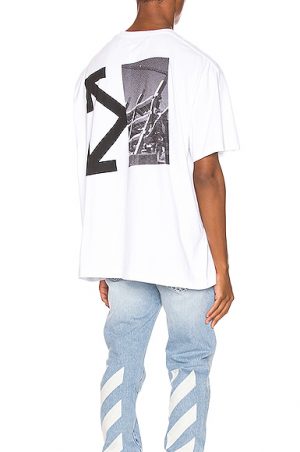OFF-WHITE Splitted Arrows Oversized Tee in White,Novelty OFF-WHITE Splitted Arrows Oversized Tee in White,Novelty