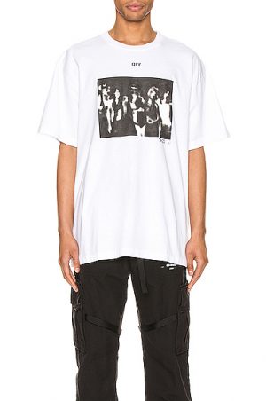 OFF-WHITE Spray Painting Over Tee in White OFF-WHITE Spray Painting Over Tee in White