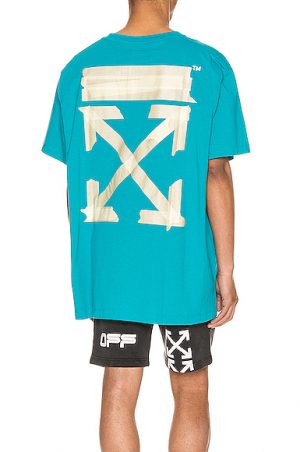 OFF-WHITE Tape Arrows Over Tee in Blue OFF-WHITE Tape Arrows Over Tee in Blue