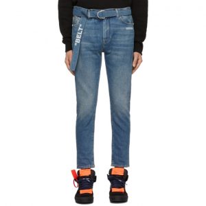 Off-White Blue Slim Low Crotch Jeans Off-White Blue Slim Low Crotch Jeans