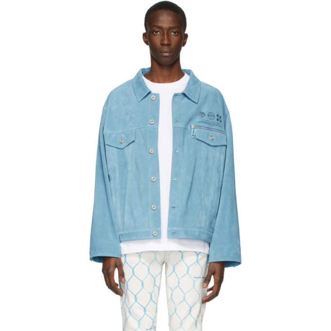 Off-White Blue Suede Taft Point Jacket | The Fashionisto