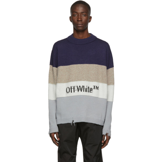 Off-White Blue and Black Logo Sweater | The Fashionisto