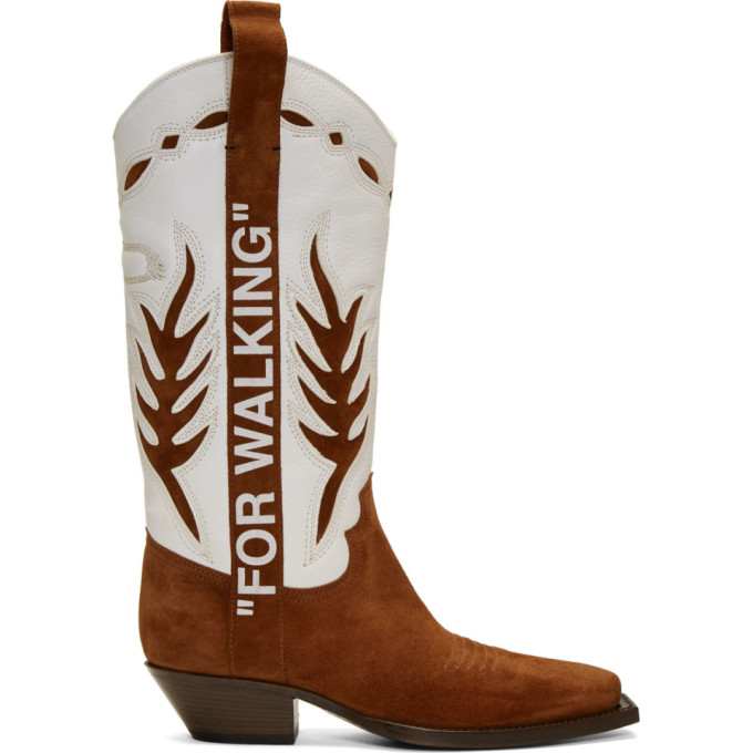 Off-White Brown and White Cowboy Boots 