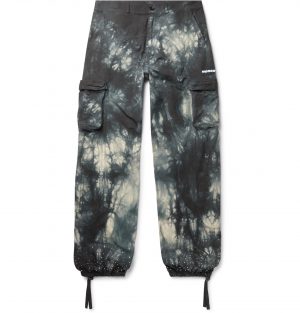 Off-White - Embellished Tie-Dyed Cotton-Ripstop Cargo Trousers - Men - Gray Off-White - Embellished Tie-Dyed Cotton-Ripstop Cargo Trousers - Men - Gray