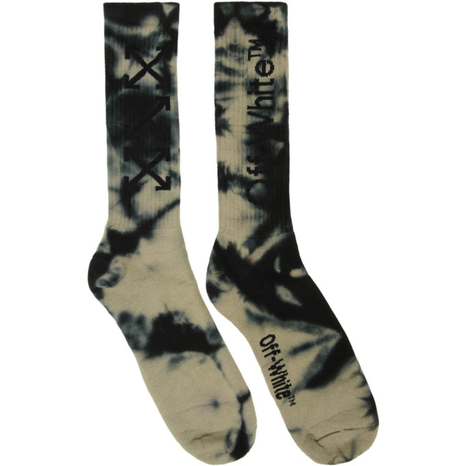 Off-White Grey and Black Tie-Dye Arrows Socks | The Fashionisto