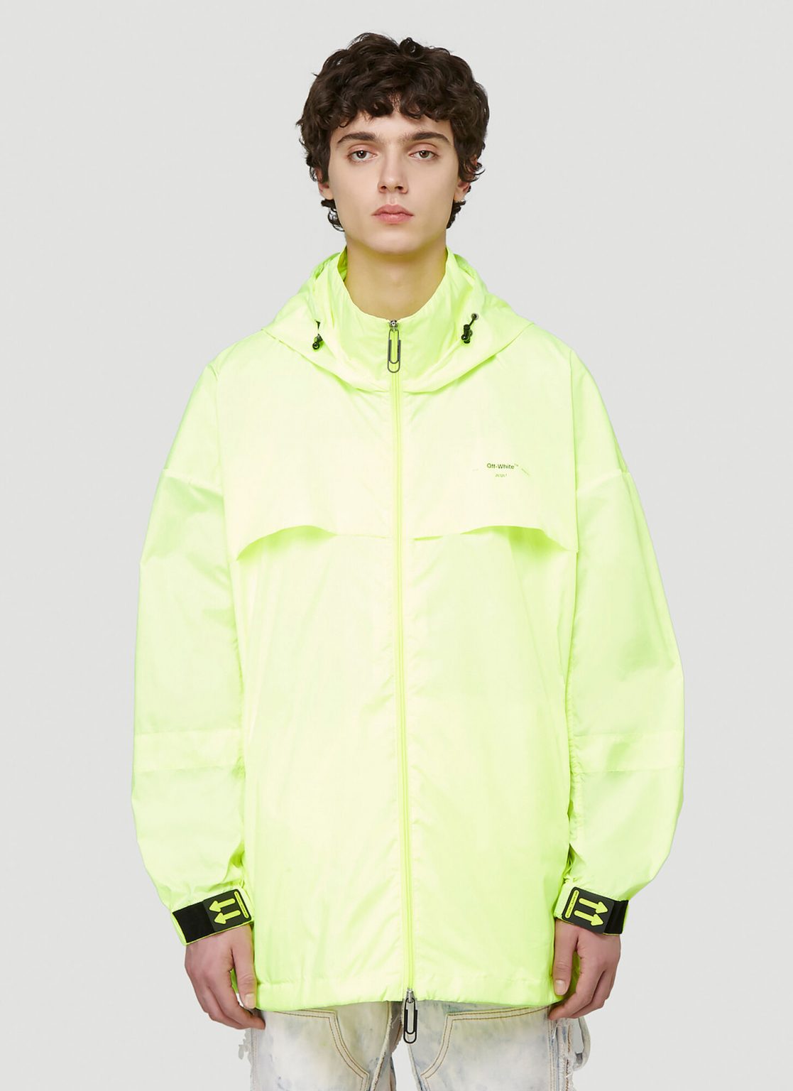 Off-White Hooded Windbreaker Jacket in Yellow size M | The Fashionisto