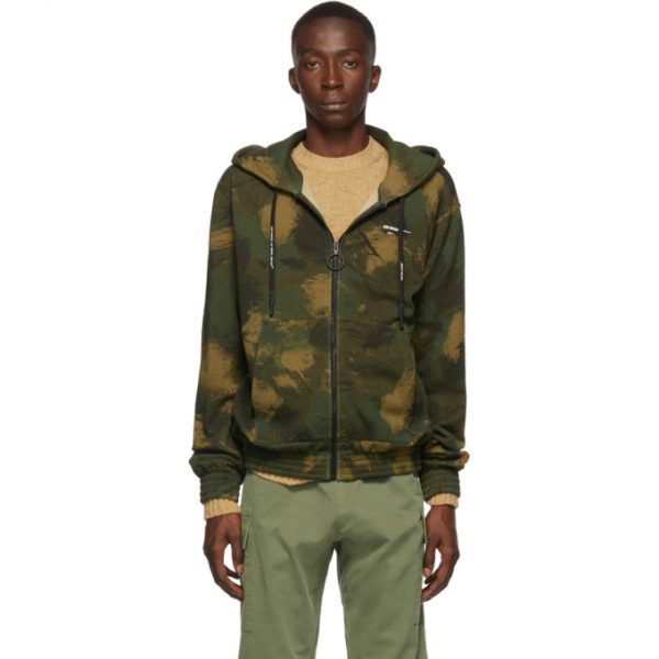 Off-White Khaki Paintbrush Camouflage Hoodie | The Fashionisto