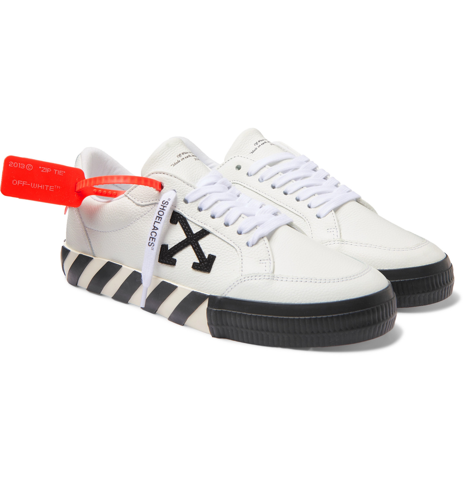 Off-White - Logo-Appliquéd Full-Grain Leather Sneakers - Men - White ...