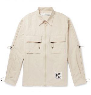 Off-White - Logo-Print Cotton-Blend Shirt - Men - Gray Off-White - Logo-Print Cotton-Blend Shirt - Men - Gray