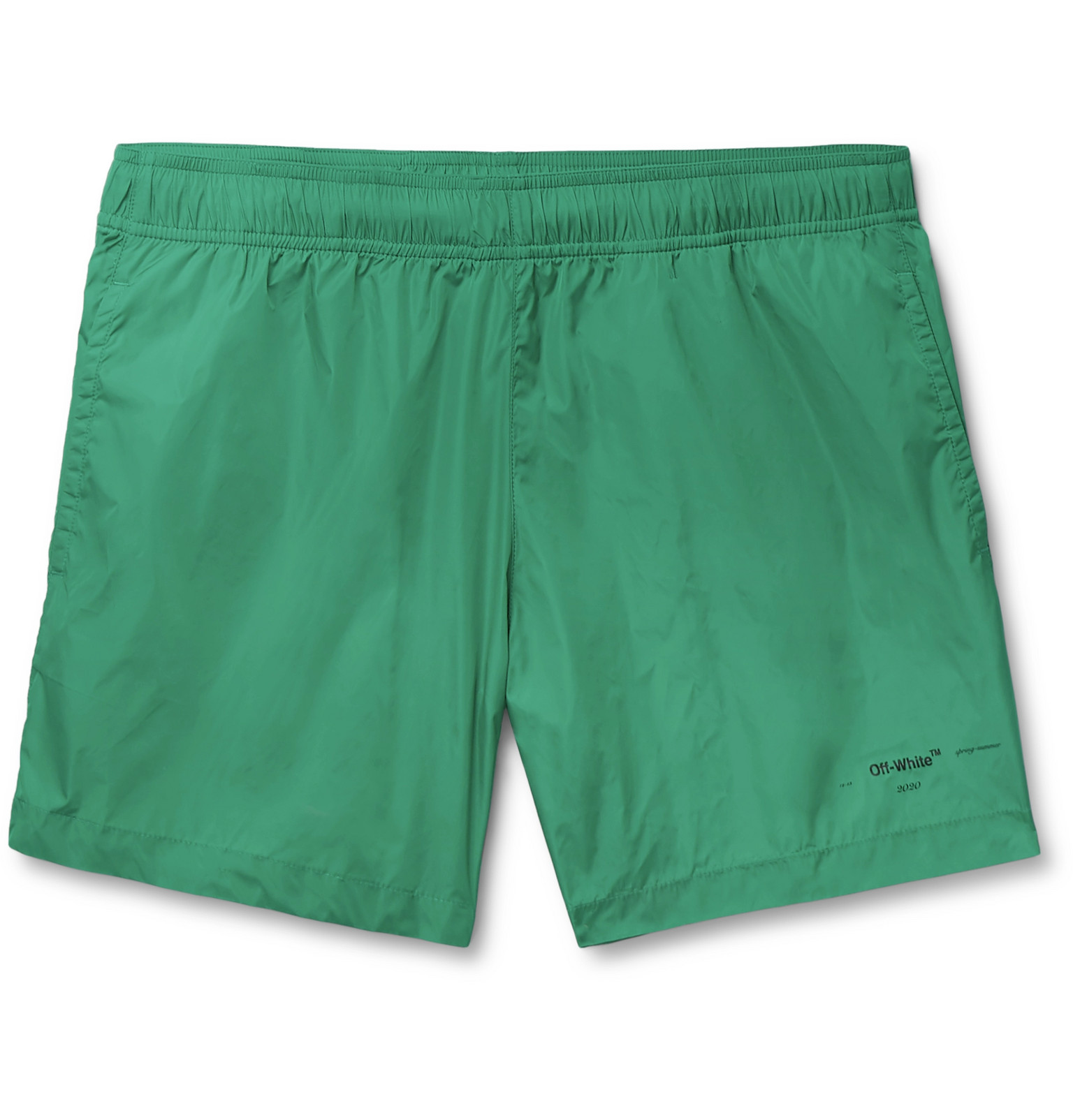 Off-White - Mid-Length Logo-Print Shell Swim Shorts - Men - Green | The ...