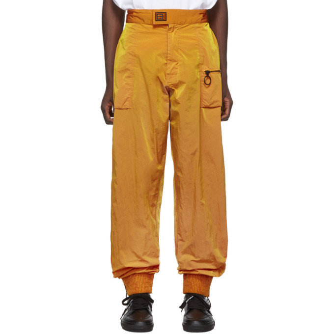 off white nylon track pants