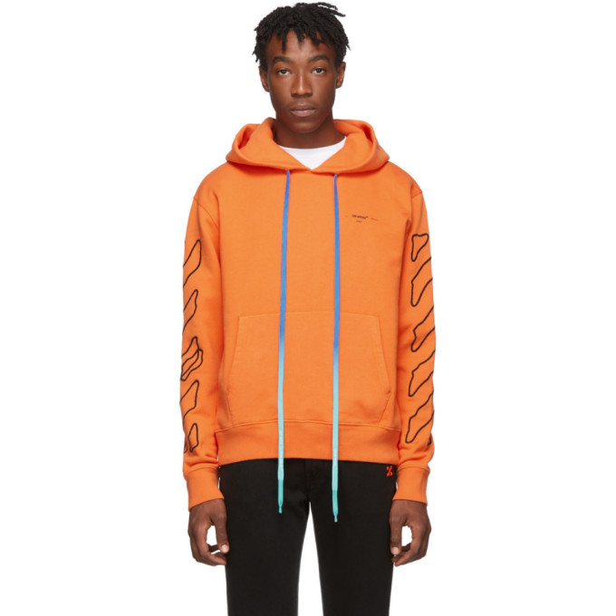 Off-White Orange and Black Abstract Arrows Slim Hoodie | The Fashionisto