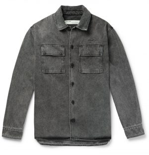 Off-White - Oversized Logo-Print Denim Shirt - Men - Gray Off-White - Oversized Logo-Print Denim Shirt - Men - Gray