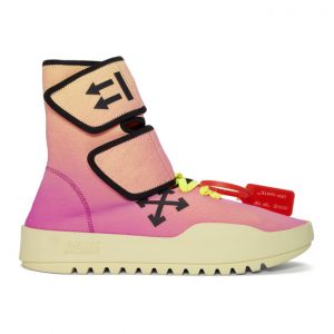 Off-White Pink and Yellow Moto Wrap Sneakers Off-White Pink and Yellow Moto Wrap Sneakers